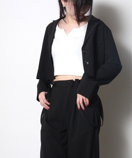 one way（ワンウェイ）の「【oneway Jeans】クロップドテーラードジャケット（テーラードジャケット・レディース・ライトグレー/ブラック・FREE）」の6枚目の写真