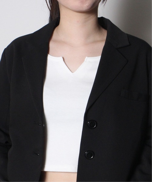 one way（ワンウェイ）の「【oneway Jeans】クロップドテーラードジャケット（テーラードジャケット・レディース・ライトグレー/ブラック・FREE）」の15枚目の写真