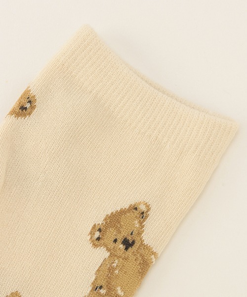 petit main（プティマイン）の「【くま柄】2Pクマ柄+リボンソックス（ソックス/靴下・キッズ・ラベンダー/オフホワイト・L/SS/M/S）」の6枚目の写真