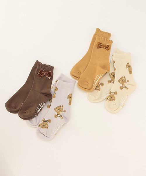 petit main（プティマイン）の「【くま柄】2Pクマ柄+リボンソックス（ソックス/靴下・キッズ・ラベンダー/オフホワイト・L/SS/M/S）」の11枚目の写真