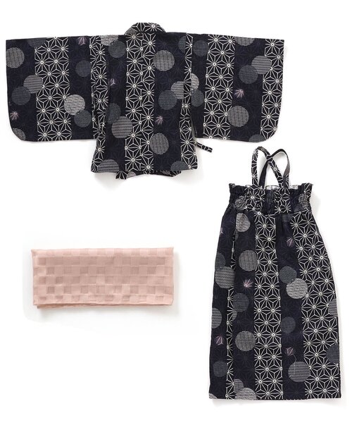 apres les cours(アプレレクール)の「/麻の葉ドット柄浴衣(浴衣・キッズ・ネイビー/キナリ・100/110/120/130/140/150)」の12枚目の写真