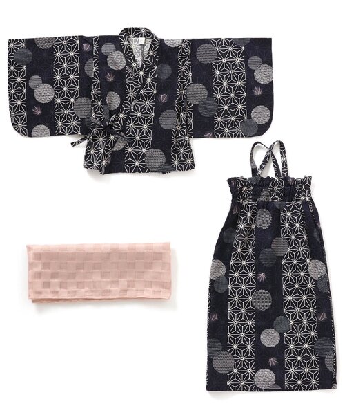 apres les cours(アプレレクール)の「/麻の葉ドット柄浴衣(浴衣・キッズ・ネイビー/キナリ・100/110/120/130/140/150)」の1枚目の写真