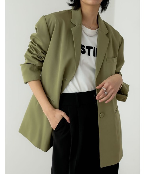 Re:EDIT（リエディ）の「[低身長サイズ有]ストレッチツイルテーラードジャケット（テーラードジャケット・レディース・ベージュ/アイボリー/ブラック/カーキ/モカ・SHORT/SMALL/MEDIUM/LARGE）」の5枚目の写真