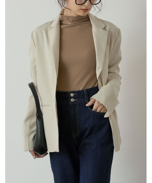 Re:EDIT（リエディ）の「[低身長サイズ有]ストレッチツイルテーラードジャケット（テーラードジャケット・レディース・ベージュ/アイボリー/ブラック/カーキ/モカ・SHORT/SMALL/MEDIUM/LARGE）」の2枚目の写真