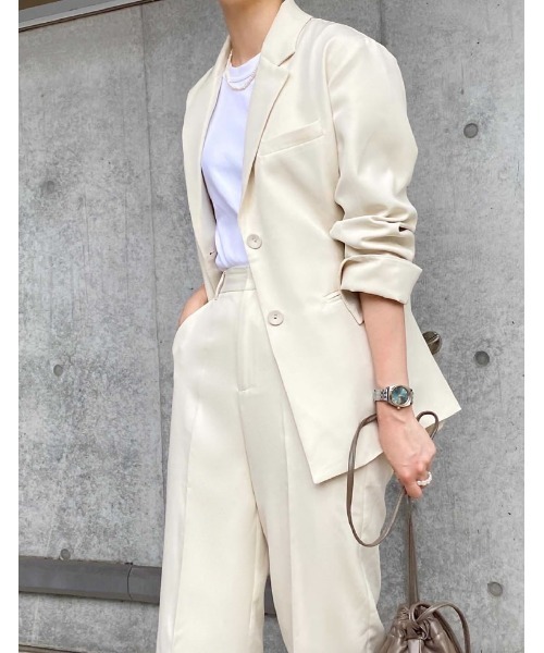 Re:EDIT（リエディ）の「[低身長サイズ有]ストレッチツイルテーラードジャケット（テーラードジャケット・レディース・ベージュ/アイボリー/ブラック/カーキ/モカ・SHORT/SMALL/MEDIUM/LARGE）」の17枚目の写真