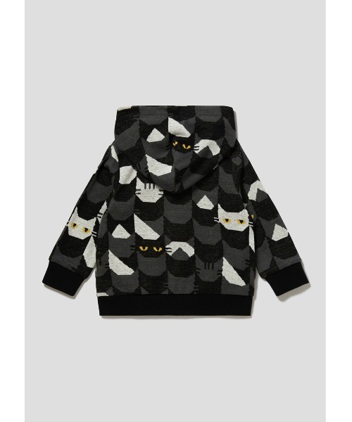 Design Tshirts Store graniph(デザイン ティーシャツ ストア グラニフ)の「キャットタイル|ベビージャカードジップパーカー(パーカー・キッズ・スミクロ・90)」の7枚目の写真