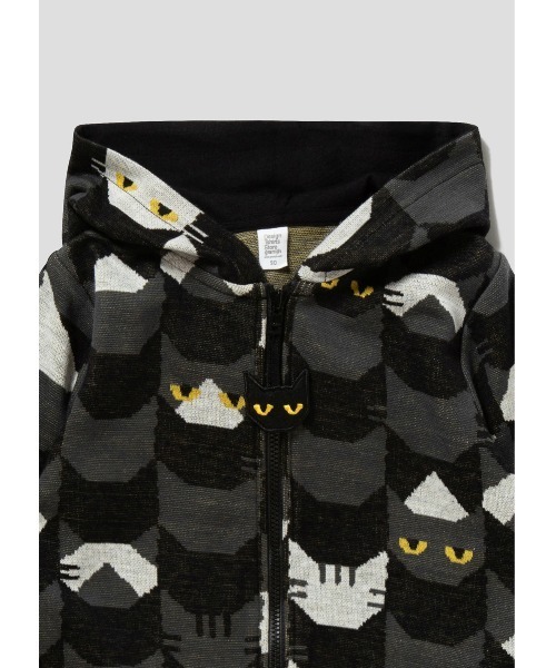 Design Tshirts Store graniph(デザイン ティーシャツ ストア グラニフ)の「キャットタイル|ベビージャカードジップパーカー(パーカー・キッズ・スミクロ・90)」の10枚目の写真