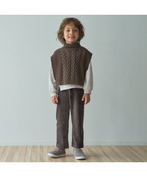 apres les cours(アプレレクール)の「ニットケープ_ウォッシャブル(ベスト・キッズ・ブラウン/ベージュ・120/100)」の5枚目の写真