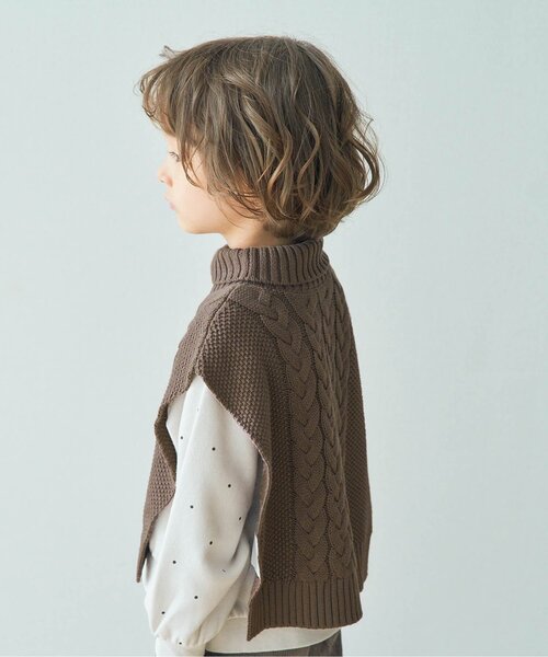 apres les cours(アプレレクール)の「ニットケープ_ウォッシャブル(ベスト・キッズ・ブラウン/ベージュ・120/100)」の8枚目の写真