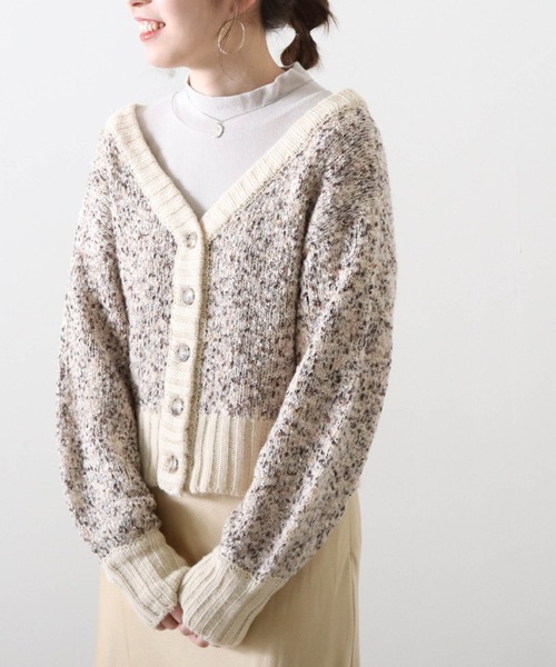 Cheek（チーク）の「フラッグヤーンメランジニットカーディガン（ニット/セーター・レディース・アイボリー/チャコールグレー/グレー・MEDIUM）」の3枚目の写真