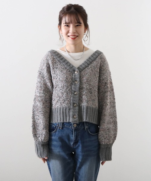 Cheek（チーク）の「フラッグヤーンメランジニットカーディガン（ニット/セーター・レディース・アイボリー/チャコールグレー/グレー・MEDIUM）」の20枚目の写真