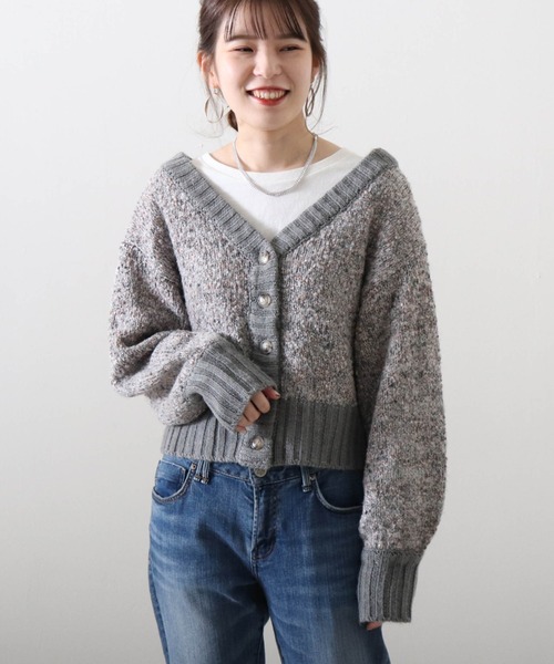 Cheek（チーク）の「フラッグヤーンメランジニットカーディガン（ニット/セーター・レディース・アイボリー/チャコールグレー/グレー・MEDIUM）」の13枚目の写真