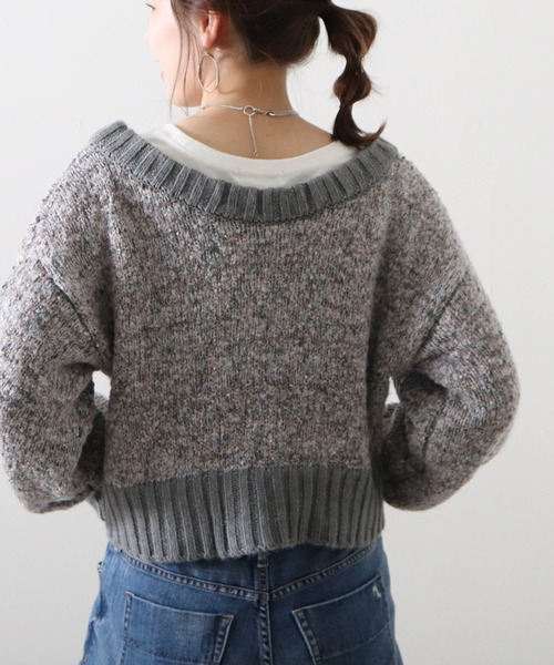 Cheek（チーク）の「フラッグヤーンメランジニットカーディガン（ニット/セーター・レディース・アイボリー/チャコールグレー/グレー・MEDIUM）」の16枚目の写真