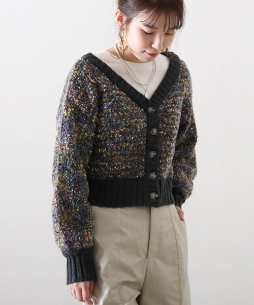 Cheek（チーク）の「フラッグヤーンメランジニットカーディガン（ニット/セーター・レディース・アイボリー/チャコールグレー/グレー・MEDIUM）」の5枚目の写真