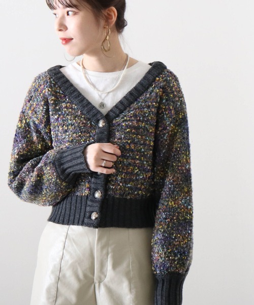 Cheek（チーク）の「フラッグヤーンメランジニットカーディガン（ニット/セーター・レディース・アイボリー/チャコールグレー/グレー・MEDIUM）」の6枚目の写真