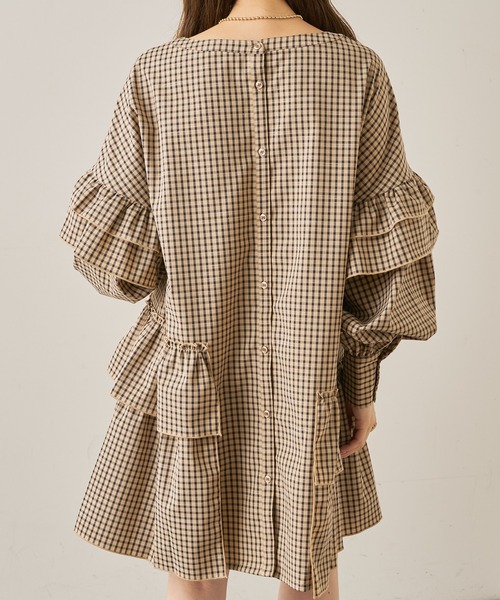 Chico（チコ）の「【新色追加】アシメフリルボリューム袖チュニック（シャツ/ブラウス・レディース・ベージュ/ブラック系その他2/ブラック/アイボリー・FREE）」の11枚目の写真