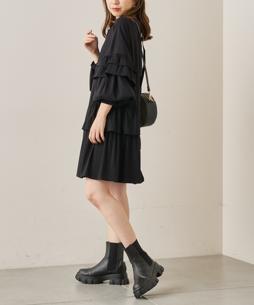 セール】【新色追加】アシメフリルボリューム袖チュニック（シャツ