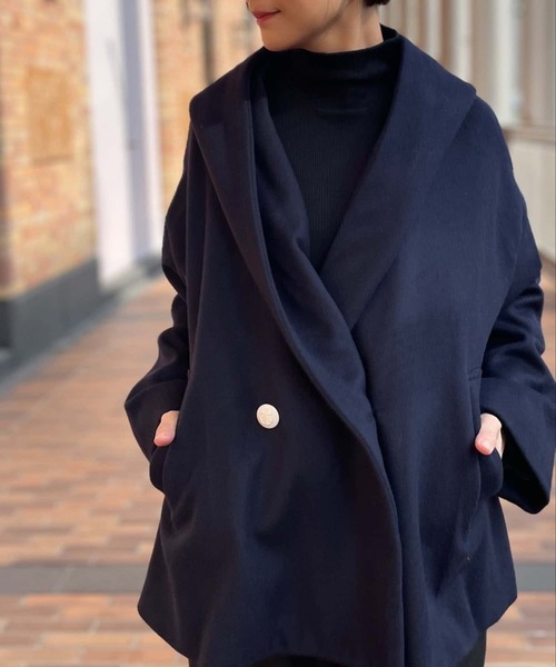 BEARDSLEY（ビアズリー）の「非常に細い糸を使用しウールのチクチク感を抑えたウールテレコハイネック（ニット/セーター・レディース・ホワイト/ブラック/オレンジ・FREE）」の6枚目の写真