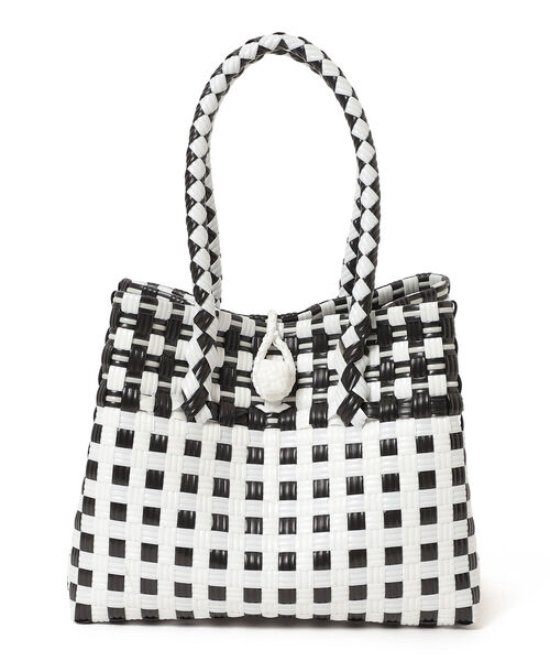 Ray BEAMS（レイビームス）の「BALI WERKSTATTE / Chess Basket Bag（かごバッグ・レディース・ホワイト/イエロー・ONE SIZE）」の4枚目の写真