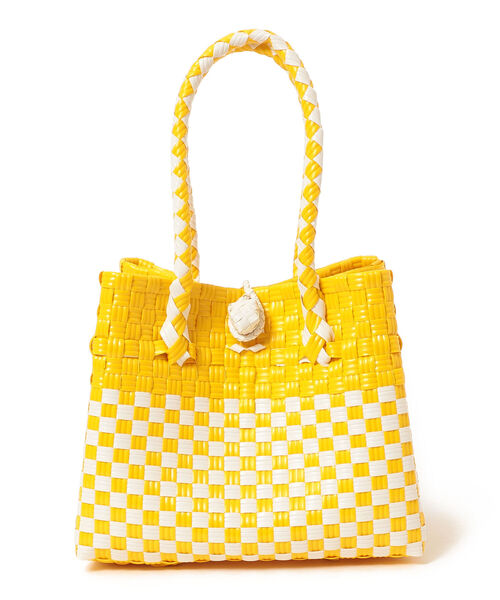 Ray BEAMS（レイビームス）の「BALI WERKSTATTE / Chess Basket Bag（かごバッグ・レディース・ホワイト/イエロー・ONE SIZE）」の5枚目の写真