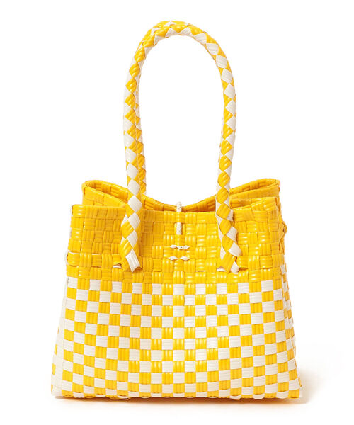 Ray BEAMS（レイビームス）の「BALI WERKSTATTE / Chess Basket Bag（かごバッグ・レディース・ホワイト/イエロー・ONE SIZE）」の7枚目の写真