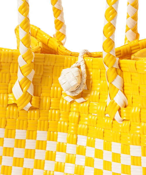 Ray BEAMS（レイビームス）の「BALI WERKSTATTE / Chess Basket Bag（かごバッグ・レディース・ホワイト/イエロー・ONE SIZE）」の8枚目の写真