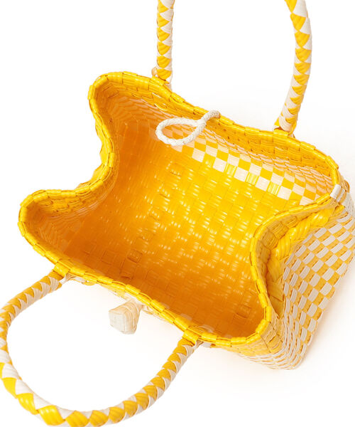 Ray BEAMS（レイビームス）の「BALI WERKSTATTE / Chess Basket Bag（かごバッグ・レディース・ホワイト/イエロー・ONE SIZE）」の10枚目の写真