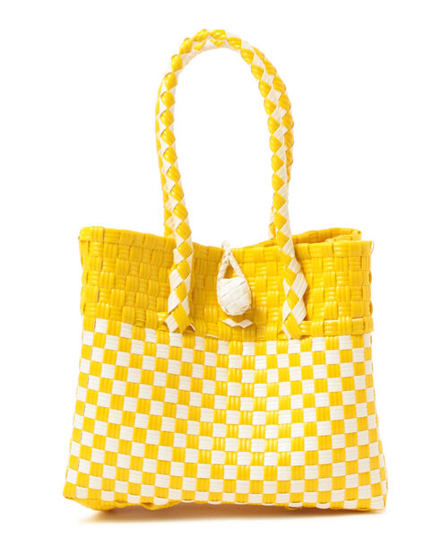 Ray BEAMS（レイビームス）の「BALI WERKSTATTE / Chess Basket Bag（かごバッグ・レディース・ホワイト/イエロー・ONE SIZE）」の14枚目の写真