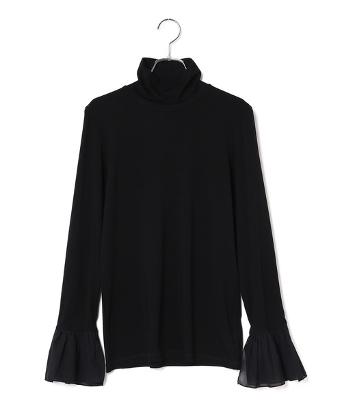 ADAM ET ROPE'（アダムエロペ）の「袖口シフォンフリルタートルプルオーバー（Tシャツ/カットソー・レディース・ブラック/ホワイト・FREE）」の18枚目の写真