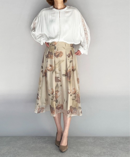 PICCIN（ピッチン）の「オーガンジーフラワーフレアスカート（スカート・レディース・ベージュ/ネイビー/サックスブルー・M/L）」の15枚目の写真