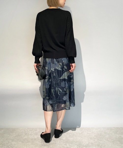 PICCIN（ピッチン）の「オーガンジーフラワーフレアスカート（スカート・レディース・ベージュ/ネイビー/サックスブルー・M/L）」の22枚目の写真