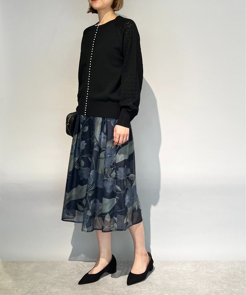 PICCIN（ピッチン）の「オーガンジーフラワーフレアスカート（スカート・レディース・ベージュ/ネイビー/サックスブルー・M/L）」の21枚目の写真