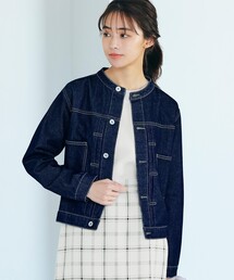 ◆【S-3L】ノーカラーデニムジャケット