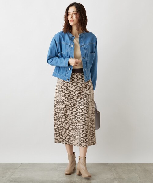 grove(グローブ)の「◆【S-3L】ノーカラーデニムジャケット(デニムジャケット・レディース・ライトブルー/ネイビー/アイボリー・01/02/03/04/05)」の19枚目の写真