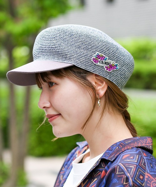 チチカカ(チチカカ)の「ワッペン付きキャスケット(キャスケット・レディース・ベージュ/ブラック/ブルー・FREE)」の3枚目の写真