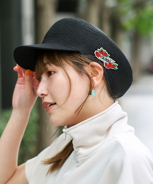 チチカカ(チチカカ)の「ワッペン付きキャスケット(キャスケット・レディース・ベージュ/ブラック/ブルー・FREE)」の2枚目の写真