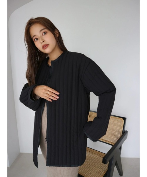 TRUNC(トランクエイティーエイト)の「Layered Knit Quilting Jacket(その他アウター・レディース・ブラック・FREE)」の8枚目の写真