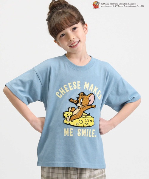 Right-on（ライトオン）の「トムとジェリーＴシャツ（キッズサイズ）親子リンクコーデ（Tシャツ/カットソー・キッズ・ブラック/ブルー/パープル/グリーン/オフホワイト/イエロー・105/120/130/150/140）」の4枚目の写真