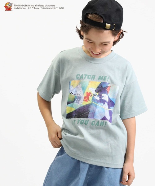 Right-on（ライトオン）の「トムとジェリーＴシャツ（キッズサイズ）親子リンクコーデ（Tシャツ/カットソー・キッズ・ブラック/ブルー/パープル/グリーン/オフホワイト/イエロー・105/120/130/150/140）」の3枚目の写真