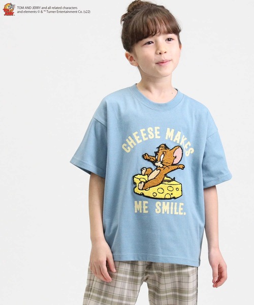 Right-on（ライトオン）の「トムとジェリーＴシャツ（キッズサイズ）親子リンクコーデ（Tシャツ/カットソー・キッズ・ブラック/ブルー/パープル/グリーン/オフホワイト/イエロー・105/120/130/150/140）」の18枚目の写真