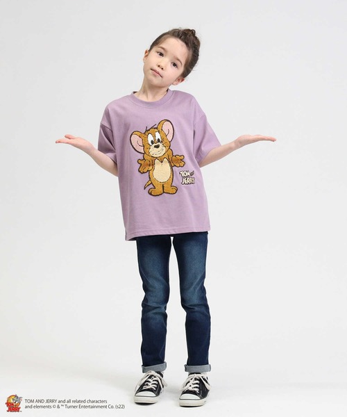 Right-on（ライトオン）の「トムとジェリーＴシャツ（キッズサイズ）親子リンクコーデ（Tシャツ/カットソー・キッズ・ブラック/ブルー/パープル/グリーン/オフホワイト/イエロー・105/120/130/150/140）」の21枚目の写真