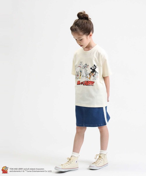 Right-on（ライトオン）の「トムとジェリーＴシャツ（キッズサイズ）親子リンクコーデ（Tシャツ/カットソー・キッズ・ブラック/ブルー/パープル/グリーン/オフホワイト/イエロー・105/120/130/150/140）」の8枚目の写真