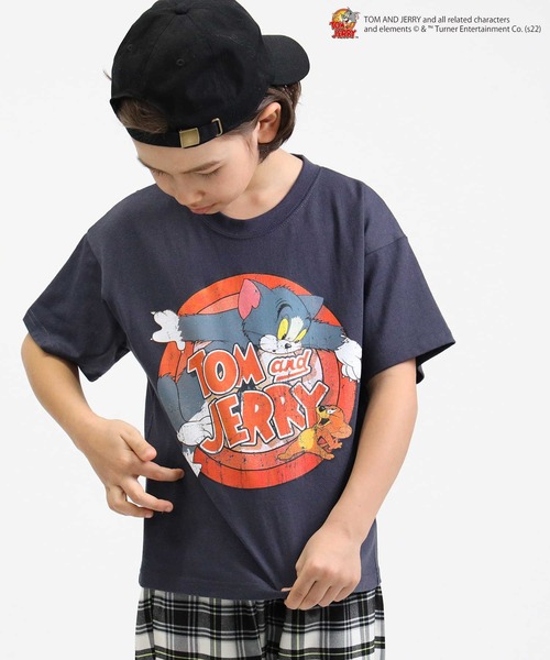 Right-on（ライトオン）の「トムとジェリーＴシャツ（キッズサイズ）親子リンクコーデ（Tシャツ/カットソー・キッズ・ブラック/ブルー/パープル/グリーン/オフホワイト/イエロー・105/120/130/150/140）」の12枚目の写真