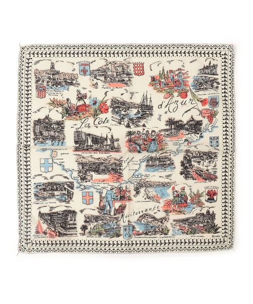 BINDU（ビンドゥー）の「BINDU: マップバンダナ4（バンダナ/スカーフ・レディース・オリーブ/ネイビー/ホワイト/オレンジ/ナチュラル/ライトブルー・ONE SIZE）」の3枚目の写真