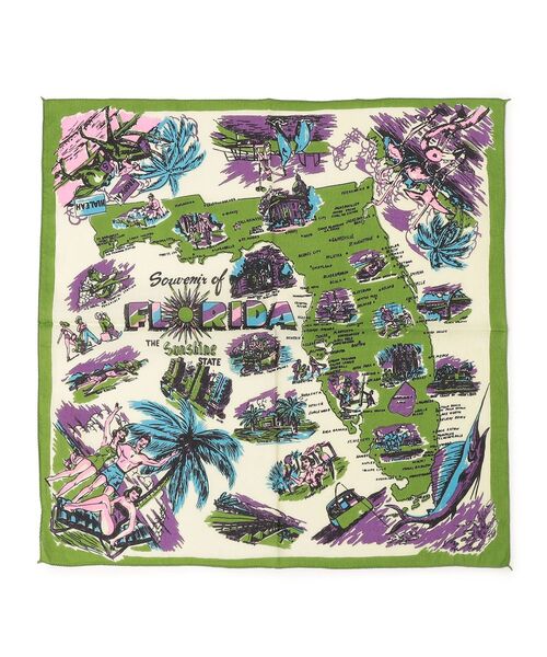 BINDU（ビンドゥー）の「BINDU: マップバンダナ4（バンダナ/スカーフ・レディース・オリーブ/ネイビー/ホワイト/オレンジ/ナチュラル/ライトブルー・ONE SIZE）」の5枚目の写真