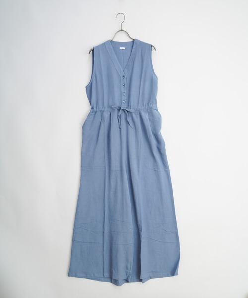 Wordtrobe（ワードトローブ）の「【wordtrobe】レーヨンフレックス ノースリーブ オールインワン サロペット（サロペット/オーバーオール・レディース・ライトグレー/グリーン/ブラック/ブラウン・FREE）」の5枚目の写真