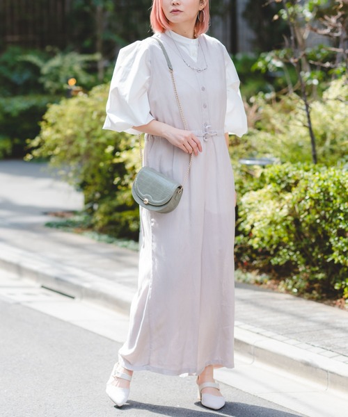 Wordtrobe（ワードトローブ）の「【wordtrobe】レーヨンフレックス ノースリーブ オールインワン サロペット（サロペット/オーバーオール・レディース・ライトグレー/グリーン/ブラック/ブラウン・FREE）」の15枚目の写真