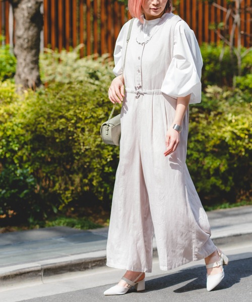 Wordtrobe（ワードトローブ）の「【wordtrobe】レーヨンフレックス ノースリーブ オールインワン サロペット（サロペット/オーバーオール・レディース・ライトグレー/グリーン/ブラック/ブラウン・FREE）」の18枚目の写真