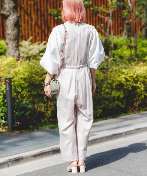 Wordtrobe（ワードトローブ）の「【wordtrobe】レーヨンフレックス ノースリーブ オールインワン サロペット（サロペット/オーバーオール・レディース・ライトグレー/グリーン/ブラック/ブラウン・FREE）」の21枚目の写真