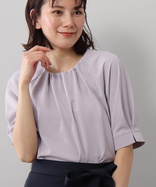 SOUP（スープ）の「◆さらっときれい見え/サテンタックスリーブブラウス（シャツ/ブラウス・レディース・ライトパープル/ライトグリーン/ナチュラル/サックスブルー/レモンイエロー・13/09/15 /11）」の5枚目の写真